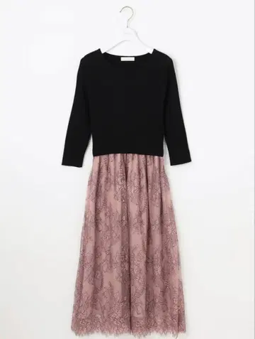 [ 세탁 가능 ] anysis 레이스 스커트 도킹 원피스