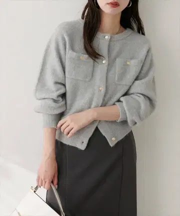 natural couture 수플레얀 금장 버튼 포켓 가디건