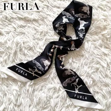 미사용급 훌라 현행 스카프 실크 100% 도그 모티브 반다나 블랙