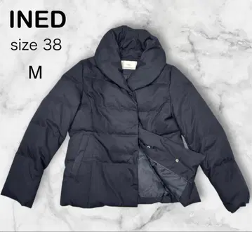 새상품급 INED 이네드 여배우 옷깃 숄카라 숏 다운 자켓 네이비 M