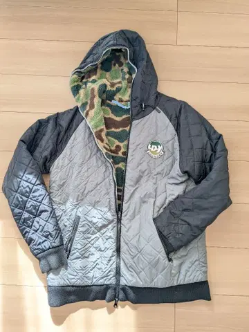 [세일] 카모플라쥬 플리스&퀼팅 후드티 랜드리 보아 블루종