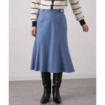 ANAYI 슈퍼120 머메이드 스커트 울 100% 블루 A라인