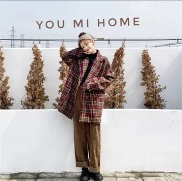 여성용 코트 자켓 겨울 의류 체크 무늬 새상품