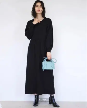 [새상품] 블랙 니트 롱 원피스 긴팔