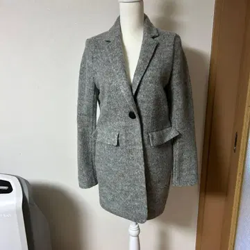 울 혼방 싱글 버튼 체스터 코트 그레이