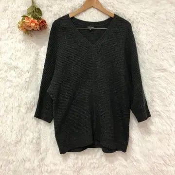 엘렌 트레이시 긴팔 니트탑 [ L ] 튜닉 V넥 차분한 그레이