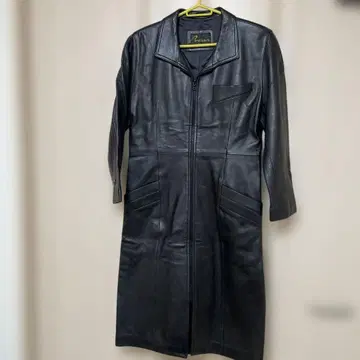 Roser 블랙 가죽 롱 코트