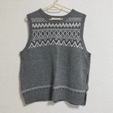 울 패턴 니트 베스트 blue willow