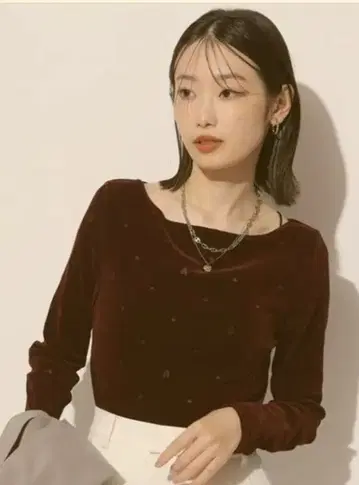 마이 스트라다 하트 자수 벨로아 롱 T