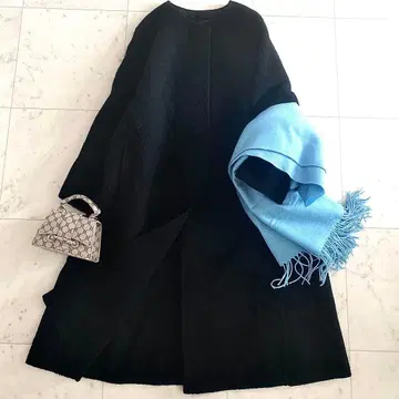 새상품급 ADORE 어도어 모헤어 울 샤기 노카라 롱 코트 38