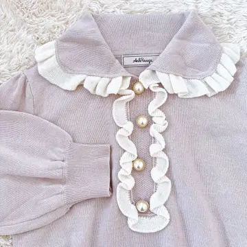 AnkRouge 프릴 니트 펄 핑크 M