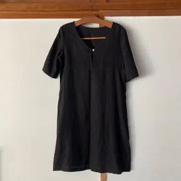 작가 핸드메이드 린넨 원피스 블랙