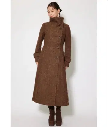 rienda 25 오버넥 신데렐라 라인 코트 멀티 브라운