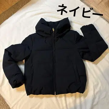 다운 숏코트 네이비 지퍼 컴팩트 페더