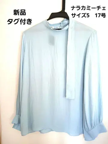나라 까미체 스카이블루 리본 포함 블라우스 사이즈 5 새상품 17호