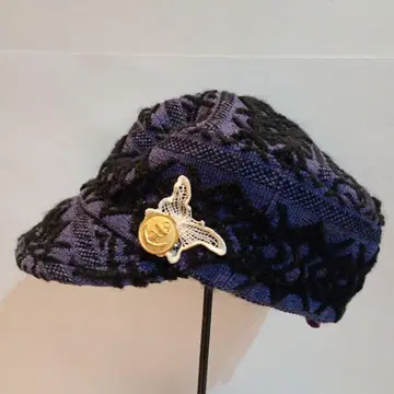 CA4LA 카시라 위브토시 보라색과 블랙의 헌팅 캡 모자 하