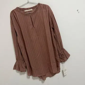 Khjau: 스트라이프 튜닉 블라우스 쉽스