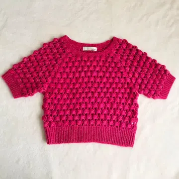 릴리 브라운 반팔 니트 핑크 밥리 편직 릴리 브라운 거의 미사용