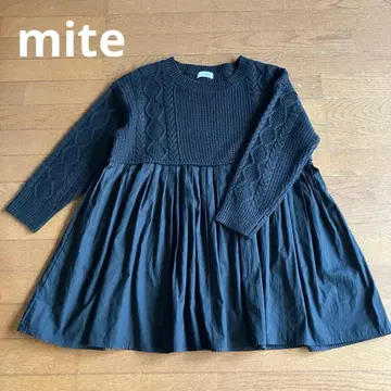 mite 미테 도킹 니트 미니 원피스 튜닉 블랙