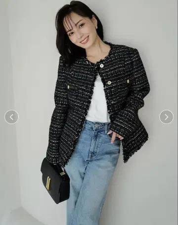 미사용 새상품 anuans 트위드 노카라 폼 자켓 S 사이즈 MIX