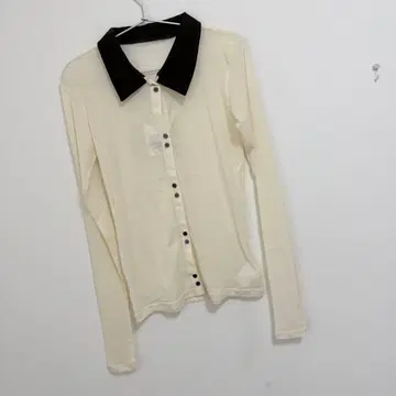 PUBLUX/퍼블릭스 옷깃 배색 시어 컴팩트 폴로 가디건