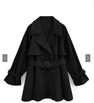 그레일 벨트 포함 페이크 울 트렌치코트