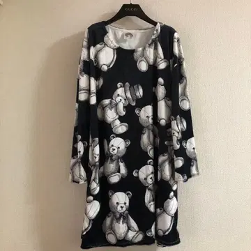 스칼라 곰 프린트 원피스 벨로아