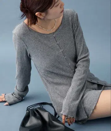 [ 새상품 ] mystic 기모 리브 버튼 가디건