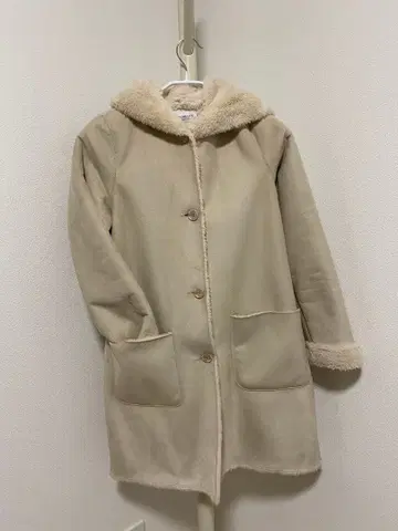 UNITED ARROWS 후드 부착 롱 코트 베이지