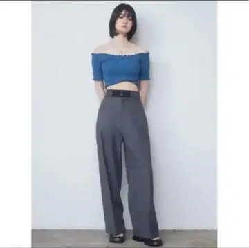 EMODE 미사용 택 포함 그레이 와이드 팬츠 하이웨스트