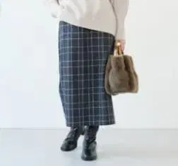 그린 라벨 릴랙싱 올마이 안기모 타이트 스커트 체크