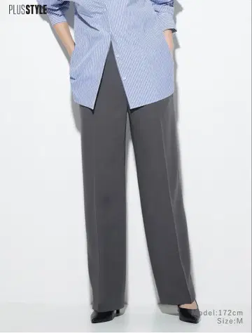 시착만 한 상품 PLST 더블 크로스 와이드 팬츠 긴 길이 M 그레이