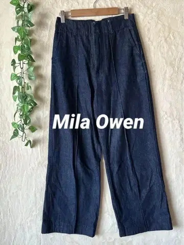 a848 [ 미라 오웬 ] 다크 블루 와이드 팬츠 센터 크리즈