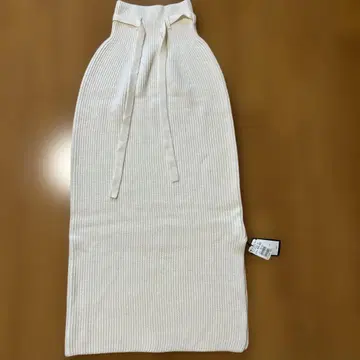 aga 아이보리 리브 롱 스커트 허리 리본 포함 정가 25,000엔