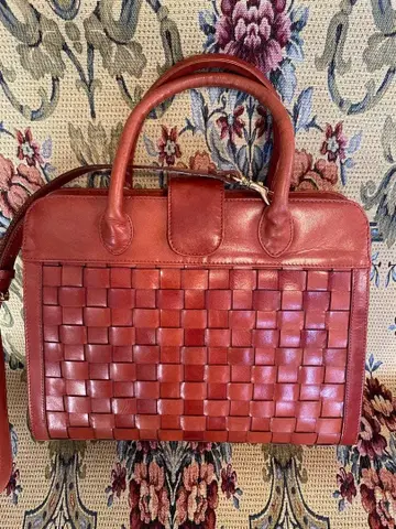 [컨디션 최상] 가죽 뜨개질 숄더백