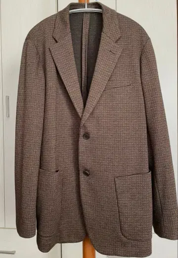 유니클로 테일러드 자켓 XL 브라운 체크 무늬 하운드투스 체크 패턴