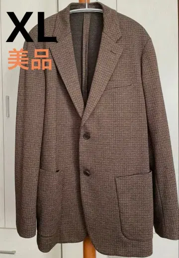 유니클로 테일러드 자켓 XL 브라운 체크 무늬 하운드투스 체크 패턴