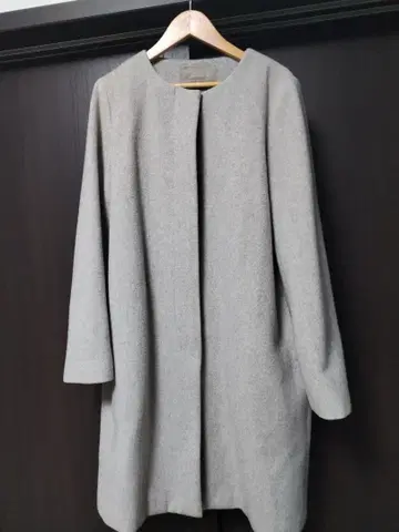 유나이티드 애로우즈 그레이 노카라 코트 울 혼방