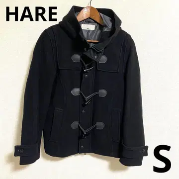 HARE 블랙 더플 코트 S 아우터 후드 숏 남성용 여성용