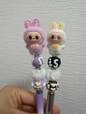 labubu 라부부 마스코트 부착 터치 펜 볼펜 2개 세트