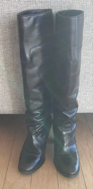 [레트로] 이탈리아제 블랙 가죽 롱부츠 36