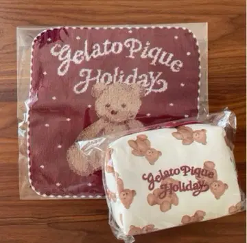 GELATO PIQUE 홀리데이 스노우 베어 파우치 & 손수건