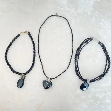 비즈 블랙 목걸이 3세트