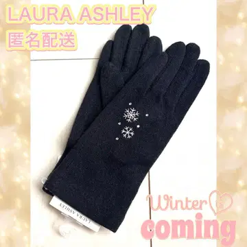 LAURA 로라 애슐리 여성용 장갑 블랙 눈꽃 자수 21~22