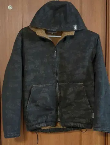 카모 패턴 보아 안감 후드 데님 블랙