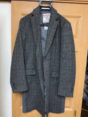 해리스 트위드 그레이 울 체스터 코트