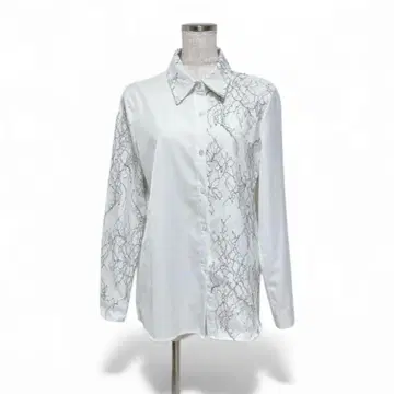 NIANYIGE 셔츠 긴팔 레이스 플라워 화이트
