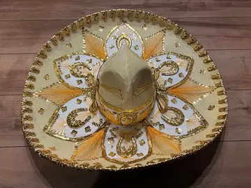 미사용품 멕시칸 햇 Pigalle 자수 솜브레로 크림색