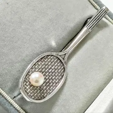 5664#1206 테니스 라켓형 SILVER제 브로치 진주 포함 1127