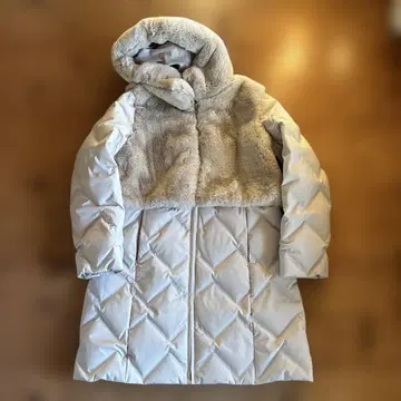 리츠코 시라하마 후드 부착 에코 퍼 다운 자켓 밝은 베이지